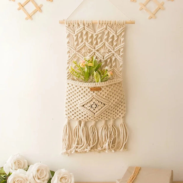 Boho Wall Pocket Organizer