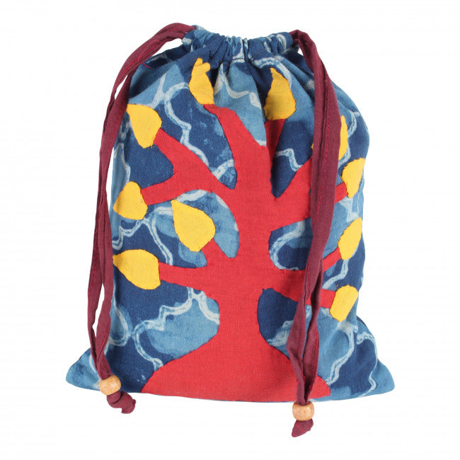 Multicolor Tree Patchwork String Potli Bag