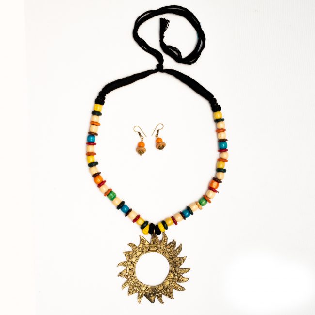 Handcrafted Necklace with Pendant and Earrings