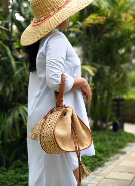 Boho Rattan Hand Bag