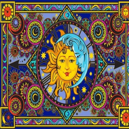 3D Sun Moon Clock Tapestry