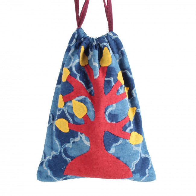 Multicolor Tree Patchwork String Potli Bag