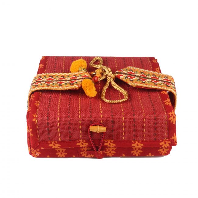 Handmade Red Jute 4 Compartment Gift Box