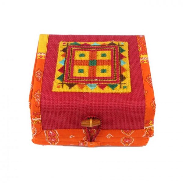 Handmade Red Jute 2 Compartment Gift Box