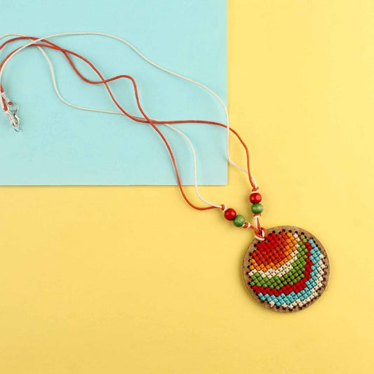 Hand Embroidered Macramé Round Necklace